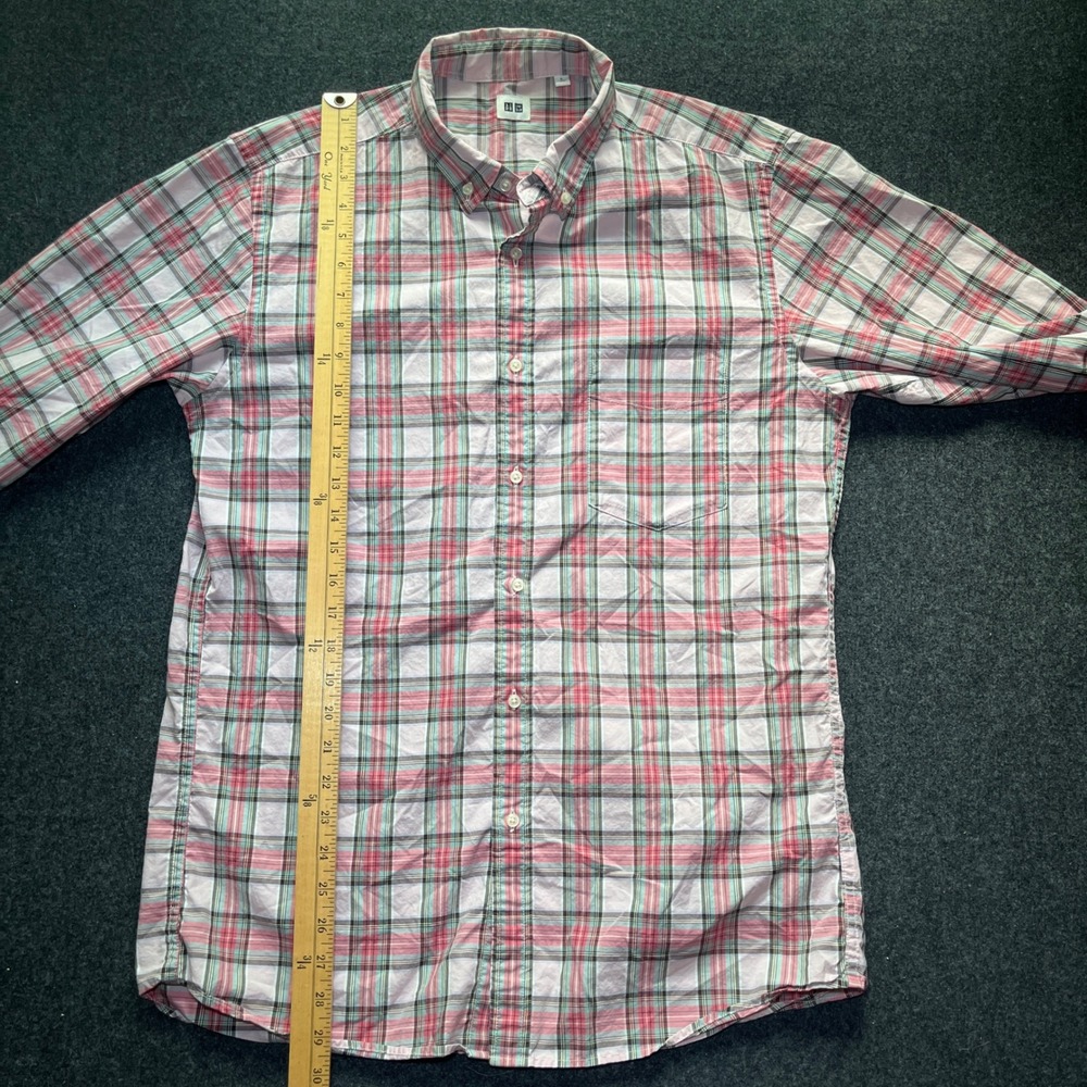 Uniqlo Plaid Button Down Shirt Mens Large Pink Excellent Long Sleeve Cotton - Picture 7 of 7